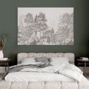 Canvas schilderij Bos met boslandschap in beige - Ms Tiff