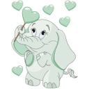 Sticker mural - Bébé éléphant avec cœurs (vert)
