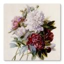 Plateau de table en verre - Redouté - Bouquet de fleurs rouges - Carré