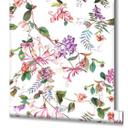 tapet, non-woven blomstret tapet Flora hvid, pink