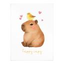 Plakat til børn - Capybara med fugl - Happy Capy