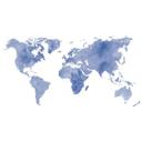 Sticker mural Mappemonde (Bleu) + 5 cadres photo  