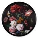 Póster de Heem - Naturaleza muerta con flores en un jarrón de cristal - Redondo