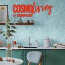 COSMOPOLITAN designer tapet med bladstruktur lyseblå - Ikke-vævet tapet moderne