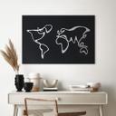 Geborsteld Alu-Dibond met goud-, zilver- & kopereffect - Wereldkaart Line Art