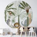 Tapet cirkel Oliver Robins - Sweet Jungle Animals - vliesetapet/selvklæbende non-woven tapet