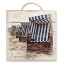 Cuadro de madera silla de playa en Norderney - 40x41,5 cm