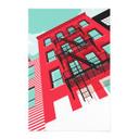 Póster de tela Fachada roja con escalera de incendios en New York - Heemskerk