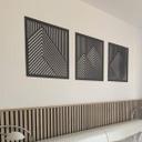 decoración mural 3D paisaje de montaña paneles murales motivo madera geométrico (3 piezas) - MDF