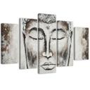 5 stykke lærredstryk, Buddha Grey Zen Spa
