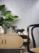 Papel pintado no tejido con motivo de celosía brillante gris, textura plateada
