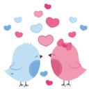 Sticker mural - Couple de oiseaux amoureux
