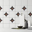 Carrelage adhésif Feuilles d'ornement noir - Set de 10  en 8x8 cm l'un