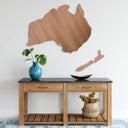 Decoración en madera caoba - Mapa Australia - Nueva Zelanda