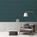 Mønstret tapet med buer art deco stil grøn blå - grafisk tapet retro look 