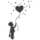Wallsticker Dreng med hjerteballon