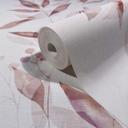 Papel pintado no tejido hojas naturaleza floral mate en blanco rojo