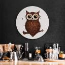 Tableau sur alu-Dibond rond Hibou café