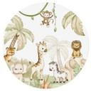 Vinilo decorativo para habitación de bebé - Oliver Robins - Animales lindos bajo palmeras - Redondo