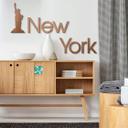 Arte en madera de caoba - letras de Nueva York con la Estatua de la Libertad