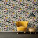 Livingwalls Vliestapete Jette 5 tropisch floral natürlich bunt, grau, grün