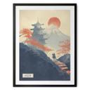 Plakat Solopgang over pagoden | Vintage Art Japan - Roze