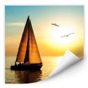 Zelfklevende Poster  Zeilboot bij Zonsondergang