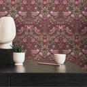 non-woven tapet med blomstermønster lilla rød - tapet med fugle og dyr