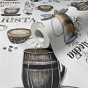 Ikke-vævet tapet kaffemotiv grafisk moderne mat i hvid