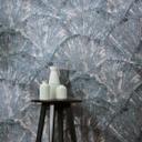Papel pintado abanico azul marrón gris - Papel pintado no tejido con textura y con Muestra