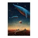 Heine Tekstil plakat - To hvaler i rummet - Astro Cruise