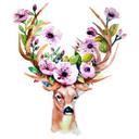 Sticker mural Kvilis - Cerf avec des bois de fleurs