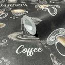 Papel pintado no tejido motivo café gráfico moderno mate en negro
