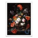 Póster Mignon - Bodegón con flores y reloj