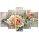 5 stykke lærredstryk, te rose blomster