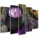 5 stykke lærredstryk Lilla Spa Zen Candle