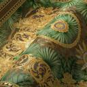 Versace tapet i guld og brun non-woven tapet jungle look med medusa hoveder design