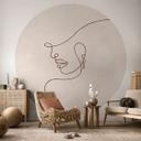 Papel pintado Delicados contornos de una mujer - Line Art - Tunaboylu - Redondo - Papel pintado auto