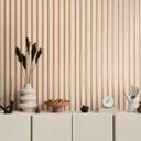 Skandinavisk træpanellook non-woven tapet beige bronze metallic let skinnende