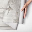 Bos Fotobehang - bos bij het meer in beige mist - Ms Tiff