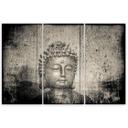 3 stykke lærredstryk, Buddha Zen Feng Shui grå