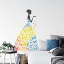 Sticker mural - Femme et papillon