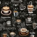 Papel pintado no tejido motivo café gráfico moderno mate en negro