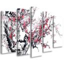 5 stykke lærredsprint, Cherry Blossom Japan Tree