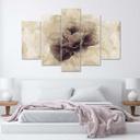 5 stykke lærredsprint, Rose Flower Beige Nature