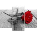 3 stykke lærredsprint, rosenblomster træbro