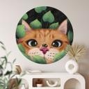 Vinilo decorativo para habitación infantil Dulce gato en el arbusto - Korenkova - Redondo