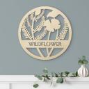 Decoración en madera de álamo - Flores en círculo - Wildflower