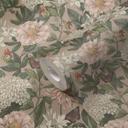 blomstertapet med sommerfugle lyserød grøn - non-woven tapet med lyse blomster