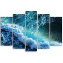 5 stykke lærredstryk Waves Sea Ocean Blue